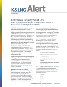 Alert K&amp;LNG California Employment Law State Agency Issues Proposed Regulations on Sexual