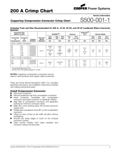 S500-001-1 200 A Crimp Chart Coppertop Compression Connector Crimp Chart
