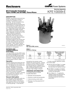 KFE10009-E Reclosers Electronically Controlled Types KFME and KFVME; Three-Phase