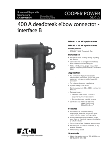 400 A deadbreak elbow connector - interface B COOPER POWER SERIES
