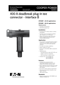 400 A deadbreak plug-in tee connector - interface B COOPER POWER SERIES