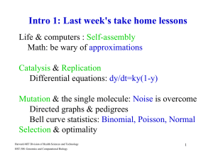 Intro 1: Last week's take home lessons