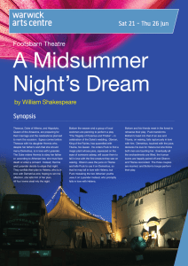 A Midsummer Night’s Dream Sat 21 - Thu 26 Jun Synopsis