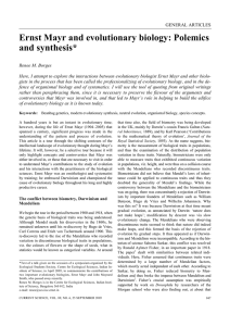 Ernst Mayr and evolutionary biology: Polemics and synthesis*