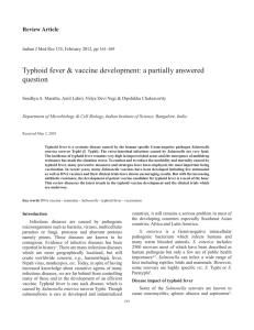 Typhoid fever &amp; vaccine development: a partially answered question Review Article