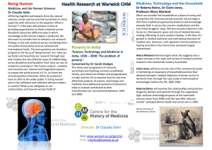Being Human Medicine, Technology and the Household Medicine and the Human Sciences