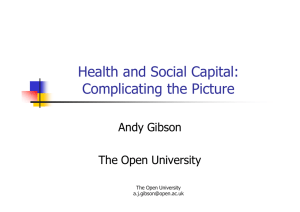 Health and Social Capital: Complicating the Picture Andy Gibson The Open University