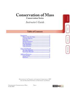 Conservation of Mass Instructor’s Guide Conservation Series Table of Contents