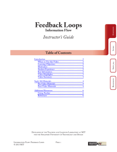 Feedback Loops Instructor’s Guide Information Flow Table of Contents