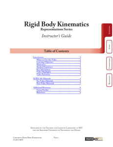 Rigid Body Kinematics Instructor’s Guide Representations Series Table of Contents
