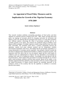 Advances in Management &amp; Applied Economics, vol. 3, no.4, 2013,... ISSN: 1792-7544 (print version), 1792-7552(online)