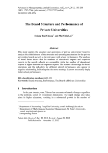 The Board Structure and Performance of Private Universities Abstract