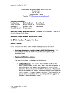 Approved October 31, 2007 Texas Forest Service Employee Advisory Council Minutes From
