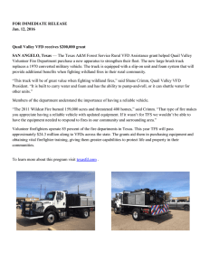 FOR IMMEDIATE RELEASE Jan. 12, 2016 Quail Valley VFD receives $200,000 grant