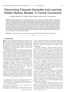 Discovering Frequent Episodes and Learning Hidden Markov Models: A Formal Connection