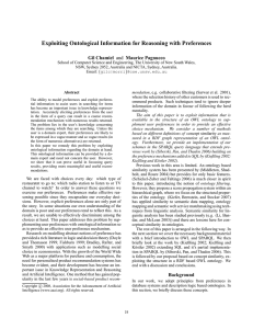 Exploiting Ontological Information for Reasoning with Preferences Gil Chamiel