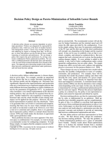 Decision Policy Design as Pareto-Minimization of Infeasible Lower Bounds Ulrich Junker