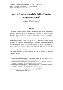 Integral Equation Methods for Pricing Perpetual Bermudan Options Abstract
