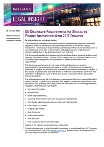 EU Disclosure Requirements for Structured Finance Instruments from 2017 Onwards