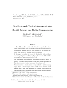 Stealth Aircraft Tactical Assessment using Stealth Entropy and Digital Steganography