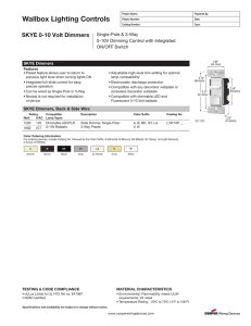 Wallbox Lighting Controls SKYE 0-10 Volt Dimmers Single-Pole &amp; 3-Way
