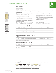 Dimmers &amp; lighting controls Slide dimmers Product description