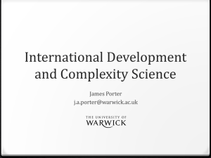 International Development and Complexity Science James Porter