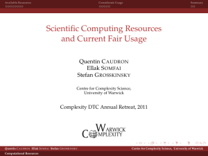 W C Scientific Computing Resources and Current Fair Usage