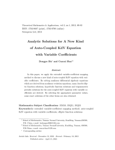 Analytic Solutions for A New Kind of Auto-Coupled KdV Equation