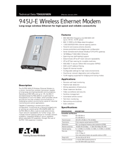 945U-E Wireless Ethernet Modem Features