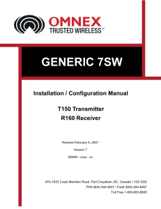 GENERIC 7SW Installation / Configuration Manual T150 Transmitter R160 Receiver