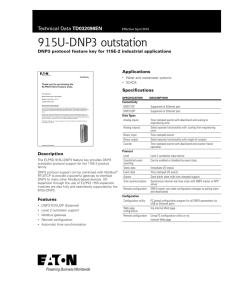 915U-DNP3 outstation DNP3 protocol feature key for 115E-2 industrial applications Applications Specifications