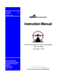 Instruction Manual  Taxiway, Metric Hardware, Flush to Grade Shallow Base, Color Black