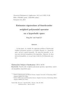 Estimates eigenvalues of fourth-order weighted polynomial operator on a hyperbolic space