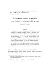 On harmonic analysis of spherical convolutions on semisimple Lie groups