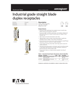 Industrial grade straight blade duplex receptacles Technical Data Description