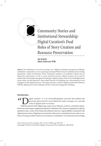 Community Stories and Institutional Stewardship: Digital Curation’s Dual Roles of Story Creation and