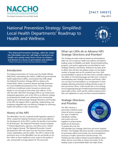 National Prevention Strategy Simplified: Local Health Departments’ Roadmap to Health and Wellness [