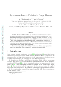 Spontaneous Lorentz Violation in Gauge Theories A. P. Balachandran and S. Vaidya