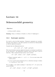 Lecture 14 Schwarzschild geometry