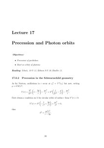 Lecture 17 Precession and Photon orbits