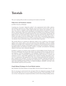 Tutorials Subjectivity and Sentiment Analysis