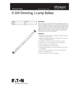 0-10V Dimming 1-Lamp Ballast Technical Data Overview