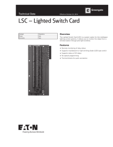 LSC – Lighted Switch Card Technical Data Overview