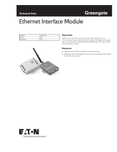 Ethernet Interface Module Greengate Technical Data Overview