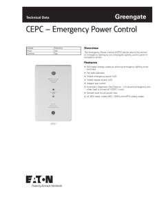 CEPC – Emergency Power Control Greengate Technical Data Overview