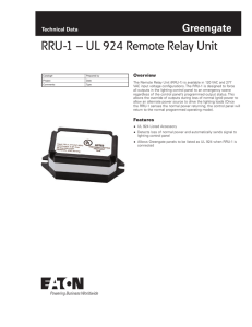 RRU-1 – UL 924 Remote Relay Unit Greengate Technical Data Overview