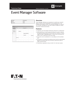 Event Manager Software Technical Data Overview