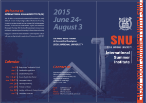 2015 June 24- Welcome to INTERNATIONAL SUMMER INSTITUTE (ISI)