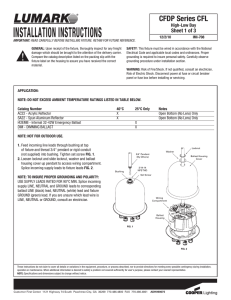 INSTALLATION INSTRUCTIONS CFDP Series CFL Sheet 1 of 3 High-Low Bay